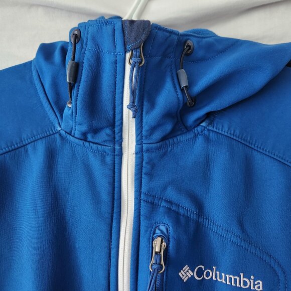 Columbia Sportswear Men’s Hooded Jacket Size Large Blue White Zipper - Picture 8 of 16